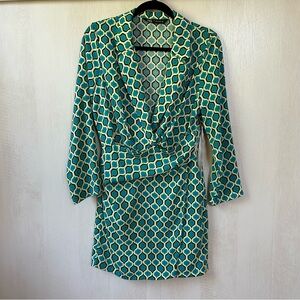 Zara Geometric Print Blazer Dress Blue Green Size US M/Mex 28